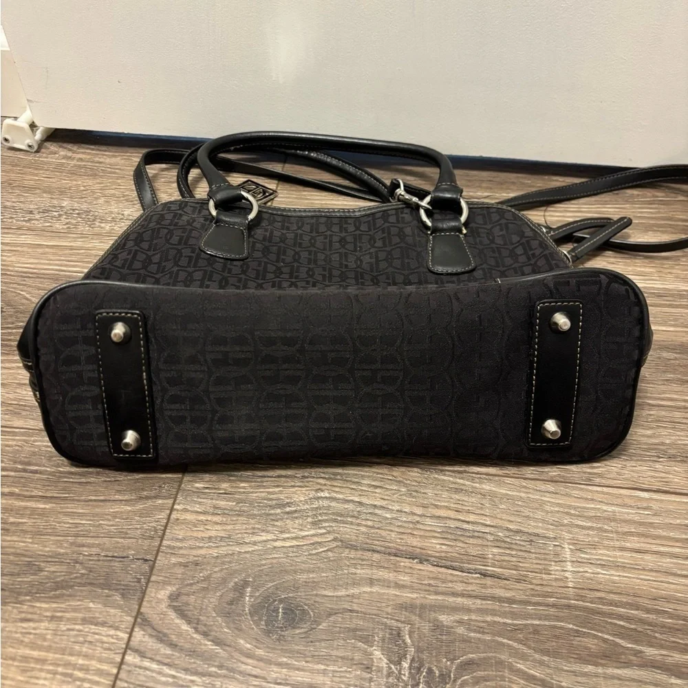 Gianni Bernini Black Handbag Double Handles Metal Feet. Preowned Exc Condition